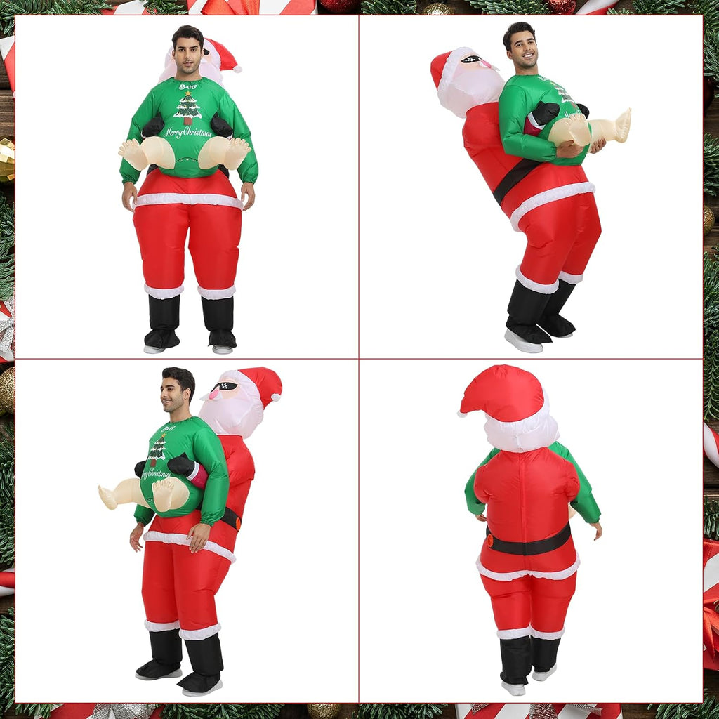 Inflatable Santa Costume for Adult, Christmas Inflatable Costume Santa Claus Blow up Costumes for Men Women Christmas Cosplay Party