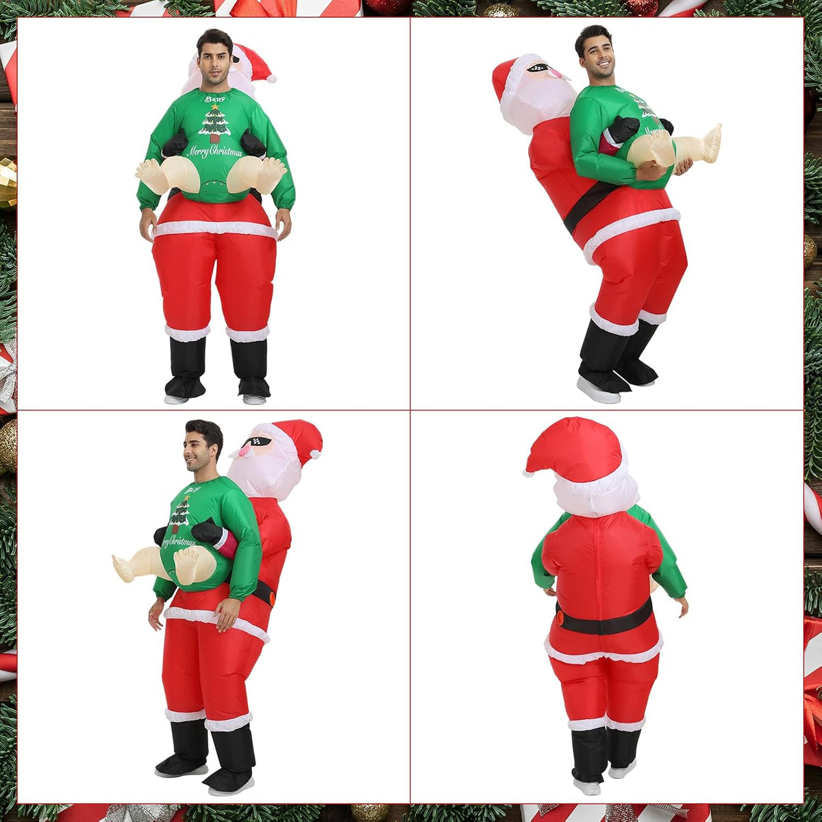 Inflatable Santa Costume for Adult, Christmas Inflatable Costume Santa Claus Blow up Costumes for Men Women Christmas Cosplay Party