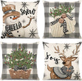 Christmas Pillow Covers 18X18, Plaid Snowmen ELK Decor for Home