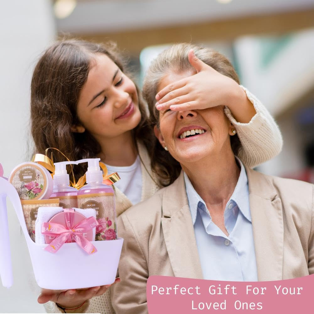 Heel Shoe Spa Gift Basket for Women, 8 Pc British Rose Scented