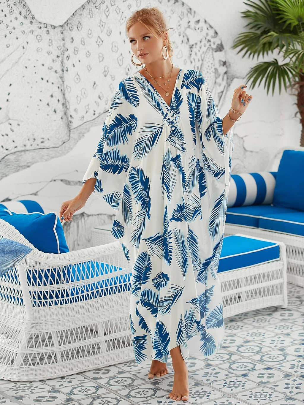 Women Animal Print Kaftan Dresses plus Size Swimsuit Coverup Summer Bathing Suit Caftan Loungewear Beach Dress