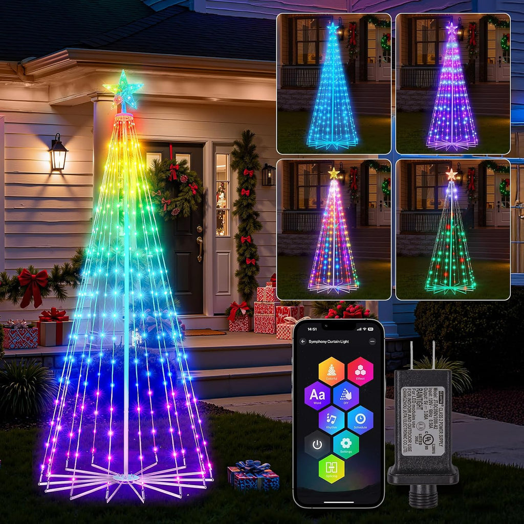 Smart Christmas Cone Tree LED Light, 6Ft 265LED Music Sync with APP Control