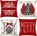 Christmas Decorations - Christmas Pillow Covers 18X18 Set of 4,Farmhouse Christmas Throw Pillow Covers Set for Home Bedroom Sofa Couch