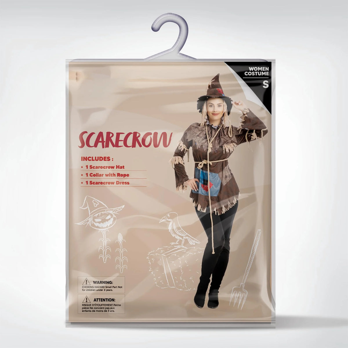 Scary Scarecrow Costume for Adult Women Halloween Dress up Party Cosplay