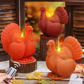 Set of 3 Turkey Flameless LED Candles Remote Thanksgiving Decor
