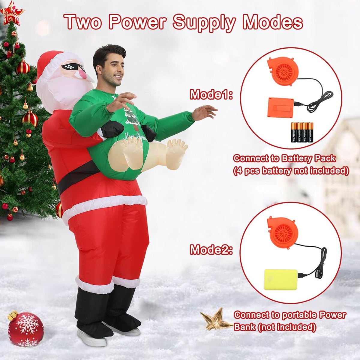 Inflatable Santa Costume for Adult, Christmas Inflatable Costume Santa Claus Blow up Costumes for Men Women Christmas Cosplay Party