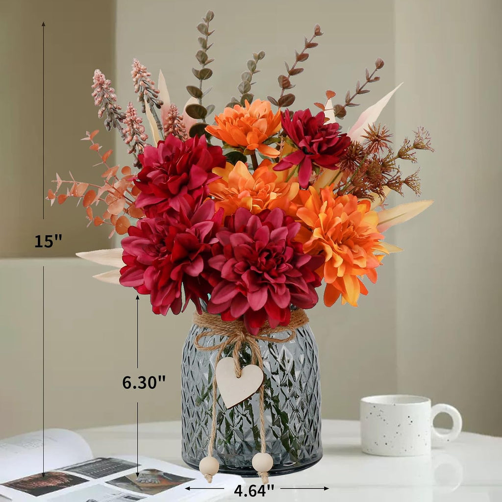 Fake Fall Flowers in Vase,Faux Flowers in Vase,Fall Floral Arrangement,Fall Centerpieces for Tables,Artificial Flowers,Kitchen Decor,Coffee Table Decor